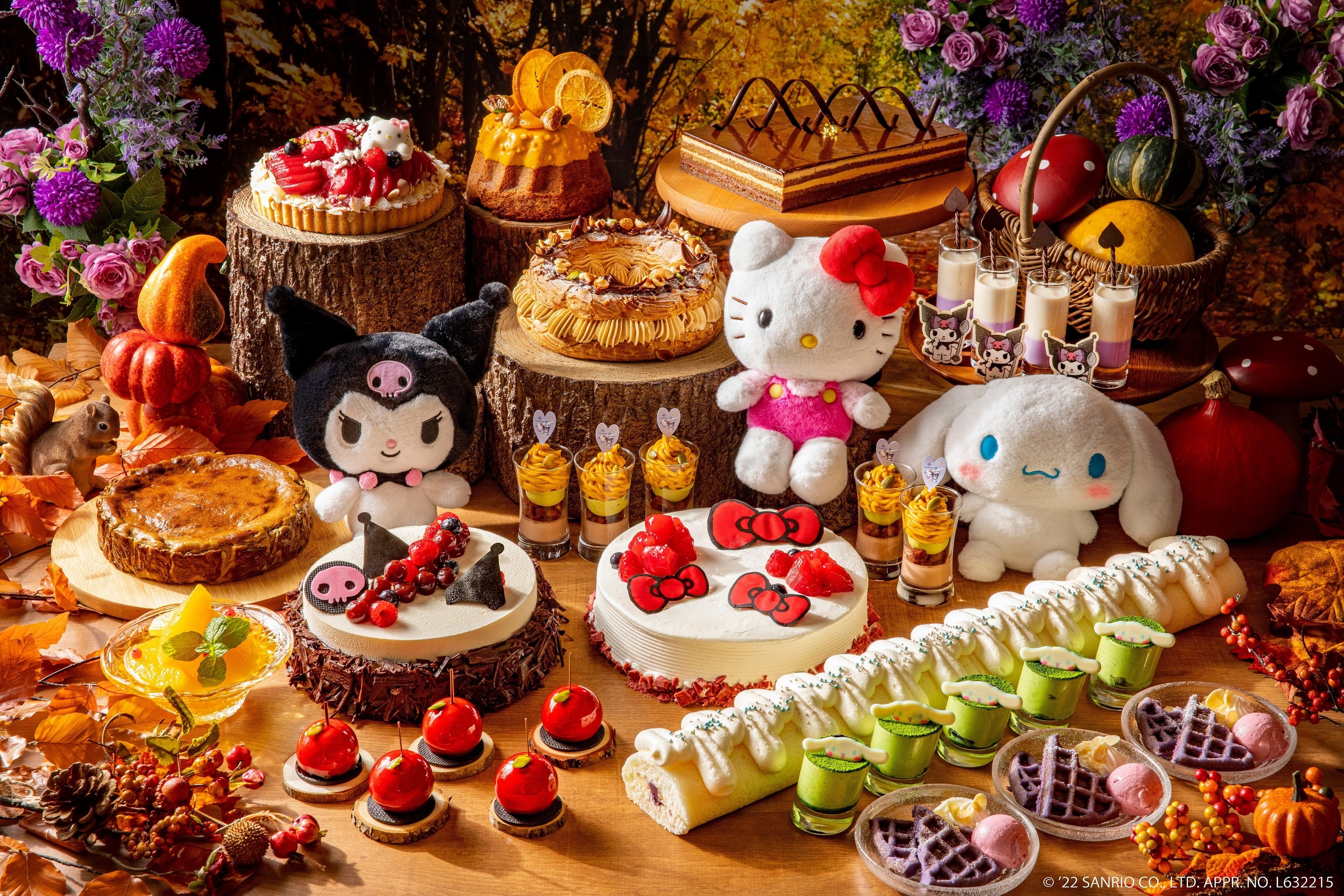 ヒルトン名古屋　サンリオキャラクターズ 初コラボ 秋のスイーツビュッフェ「クロミ、シナモロール、ハローキティのオータムフェスティバル～ダークな森の収穫祭～」を開催