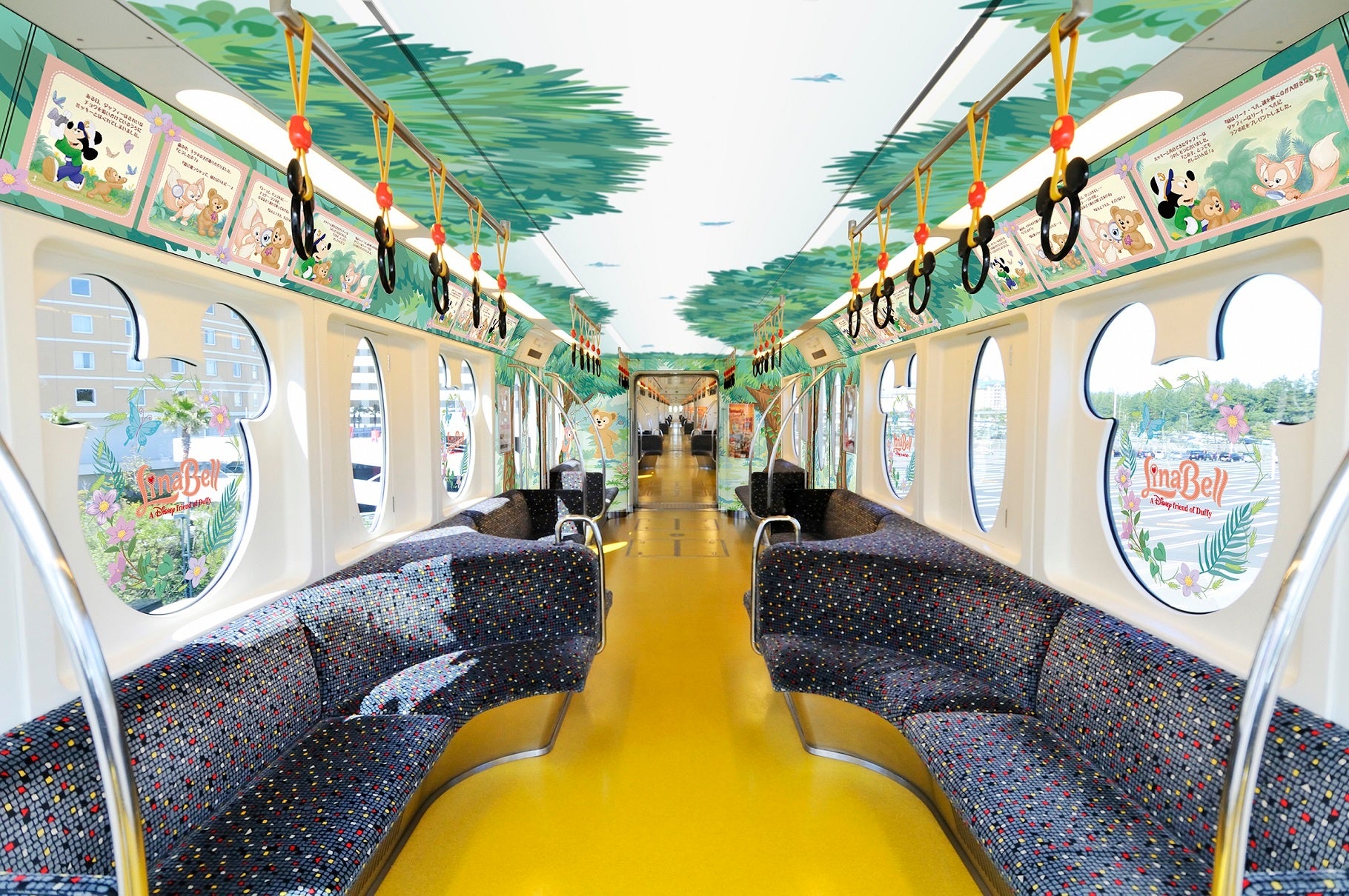 東京ディズニーシー®に新しく登場するダッフィーのお友だち“リーナ・ベル”のデザインを装飾したモノレールが期間限定で運行！