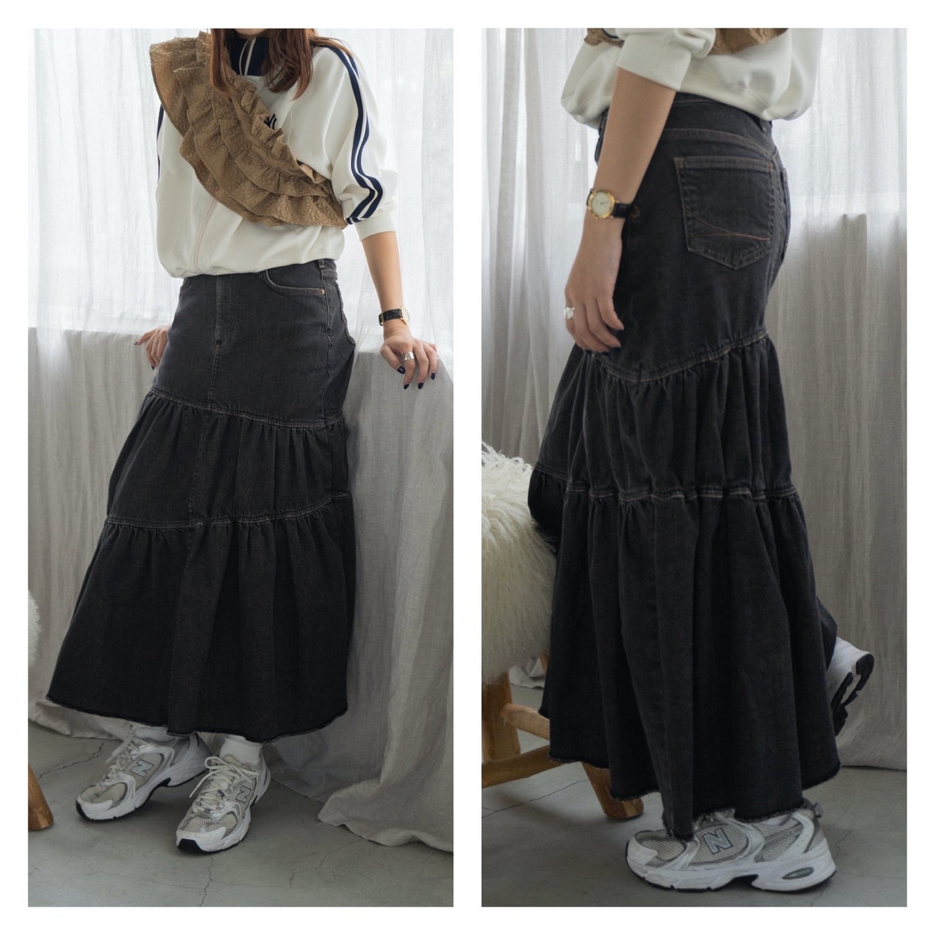 Asymmetry Tiered Skirt ¥13,970