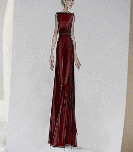 【DIOR】エミー賞の授賞式でエリザベス・デビッキが纏ったドレスのエクスクルーシブなスケッチ