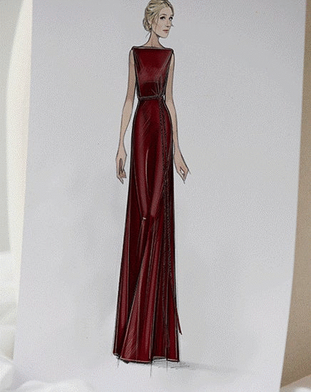 【DIOR】エミー賞の授賞式でエリザベス・デビッキが纏ったドレスのエクスクルーシブなスケッチ