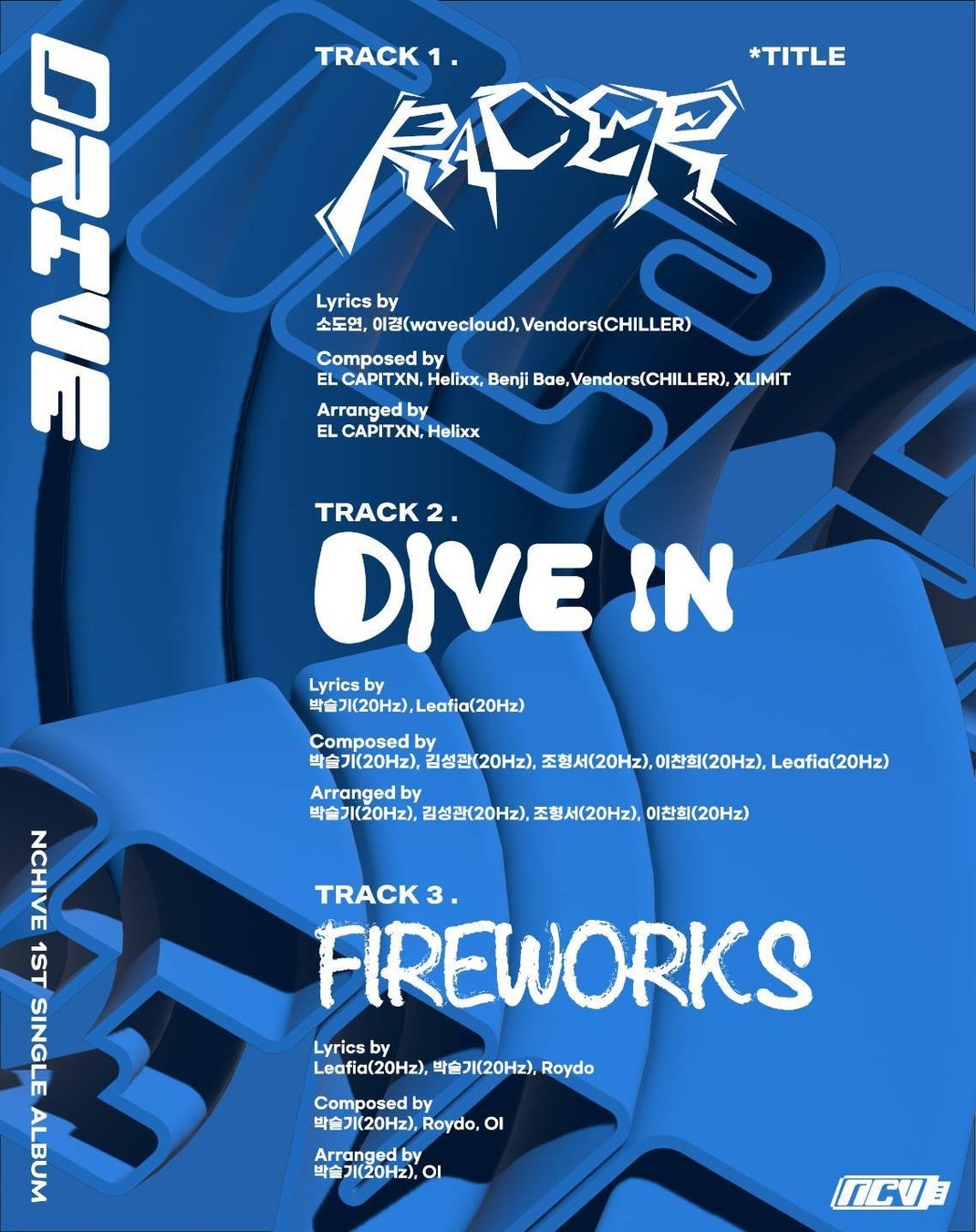 【第5世代グローバルボーイグループ「NCHIVE」】4/9（火）発売のデビューアルバム「Drive」トラックリストを...
