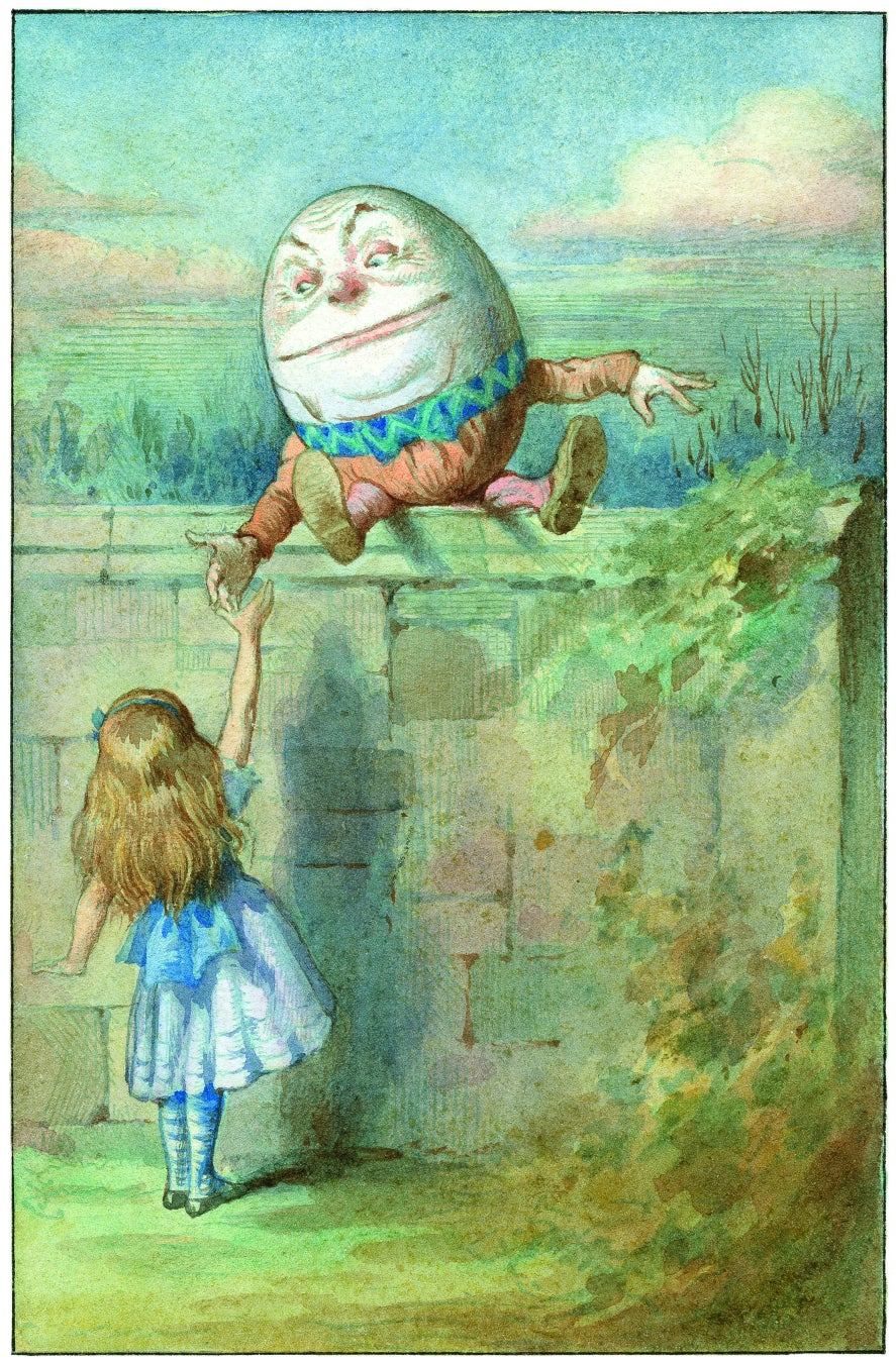『鏡の国のアリス』挿絵　ハリー・シーカー／彩色（ジョン・テニエル原画）（1911年） © MPIL THE MACMILLAN ALICE™