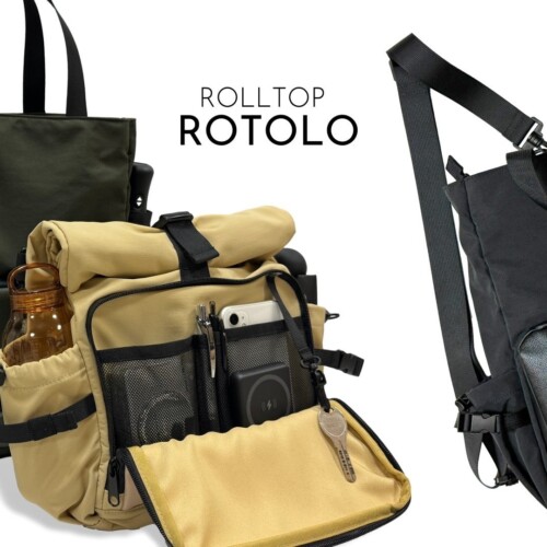 シーンに合わせて自由自在！収納多数でスッキリ！多機能4WAYロールトップバッグ「ROTOLO(ロトロ)」が登場！