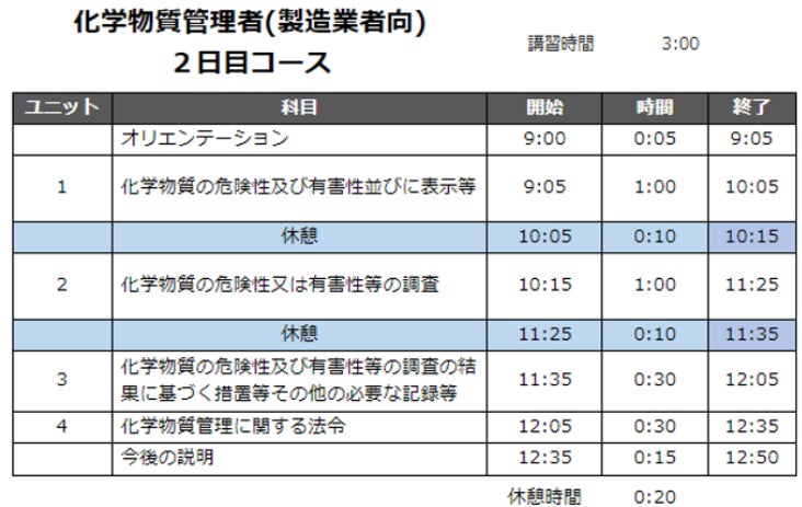 【6月のオンライン講習：化学物質管理者2日コース(製造業者向け)】便利なオンライン講習会のスケジュールが公...