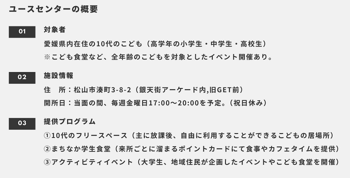 松山銀松山銀天街商店街に10代の居場所「ユースセンター」を開設