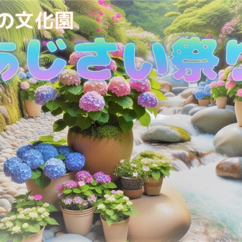 花の文化園 アジサイまつり　購入もできるアジサイの小川 が登場!!