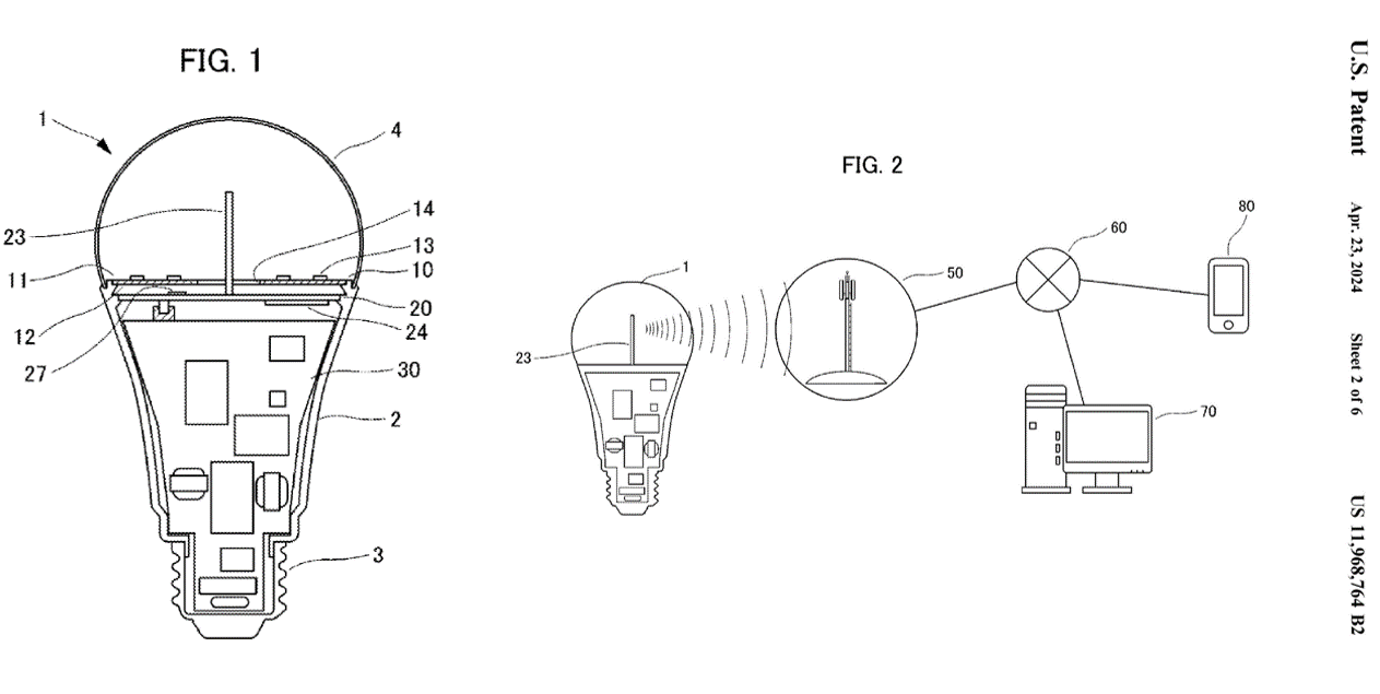 SIM搭載IoT電球の設計に関する米国の特許を取得