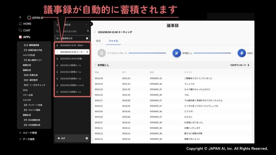 AI議事録作成システム「JAPAN AI SPEECH(™)」がオンライン会議システム「Google Meet」と連携