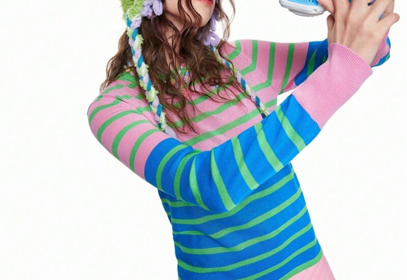 SHEIN Neu 女性用 カラーブロックストライプセーター カジュアルスタイル