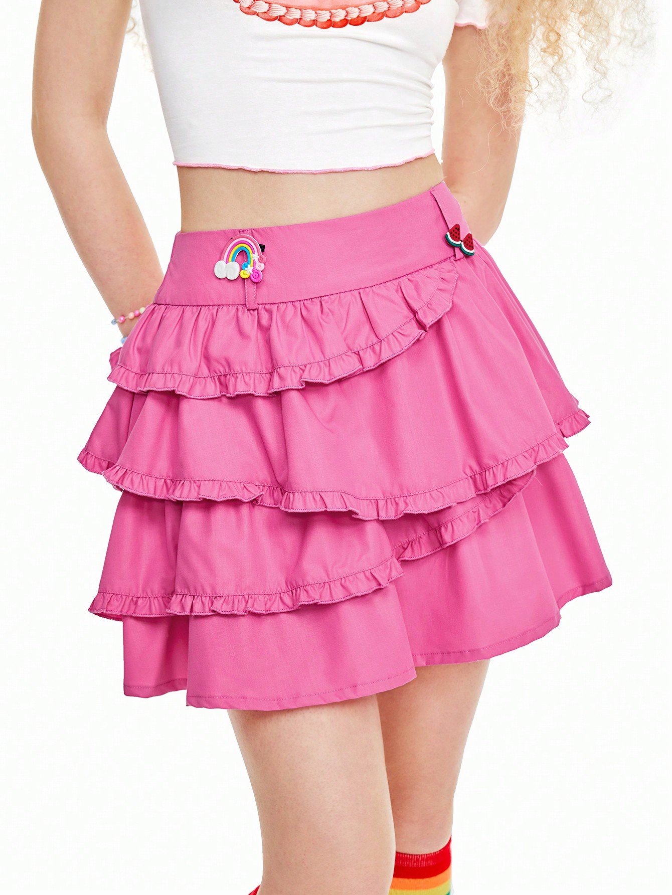 キッドコア ピンク レースフリル カップケーキスカート