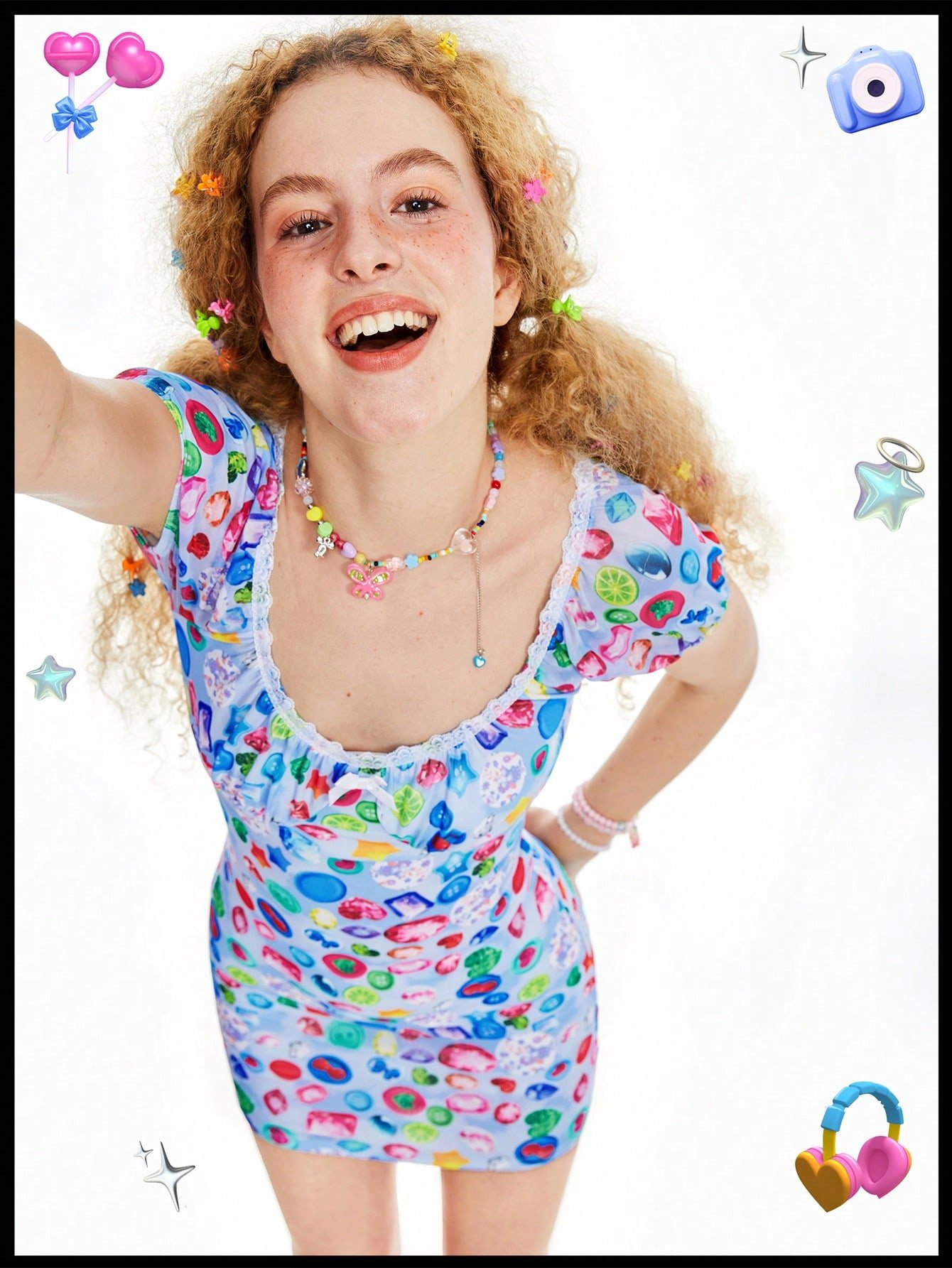 ドーパミン プリント ブルー 女性用ドレス キュート女の子 ジュエリー&おもちゃ
