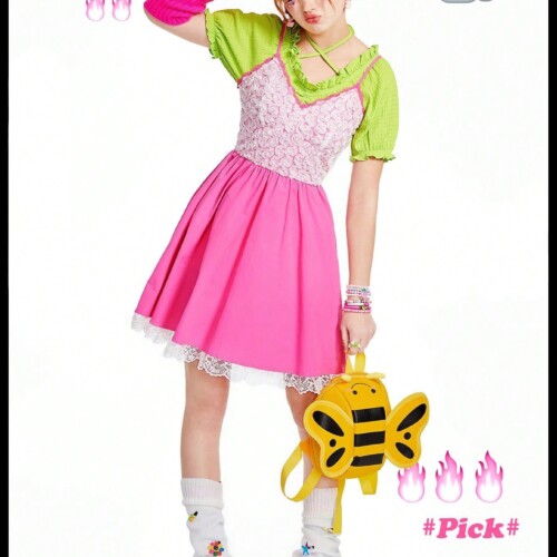 SHEIN Neu キッズファッション キャミワンピース レース ピンク 色