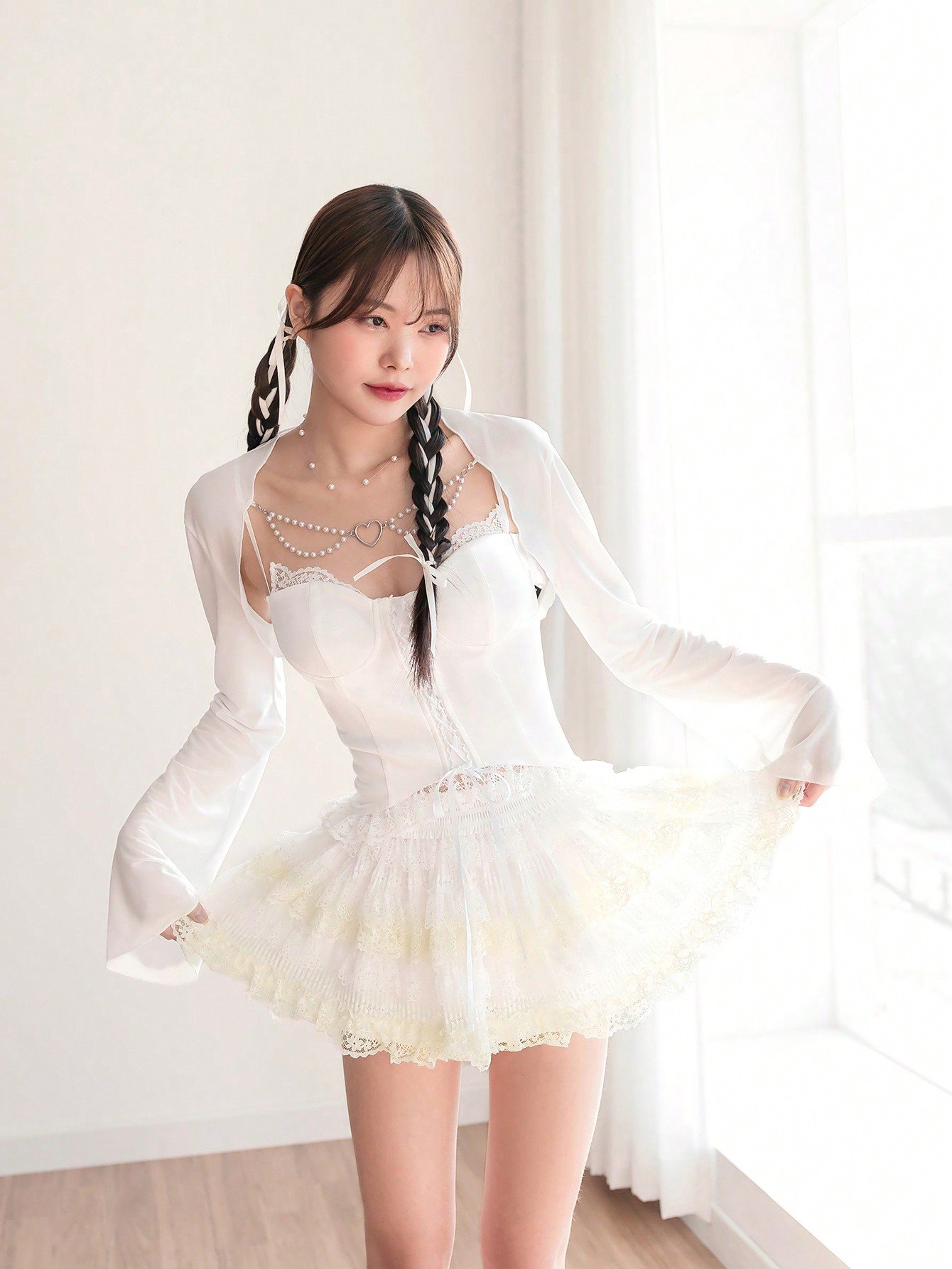 サマー白スカート バレエコア 青春ロマンチック かわいい