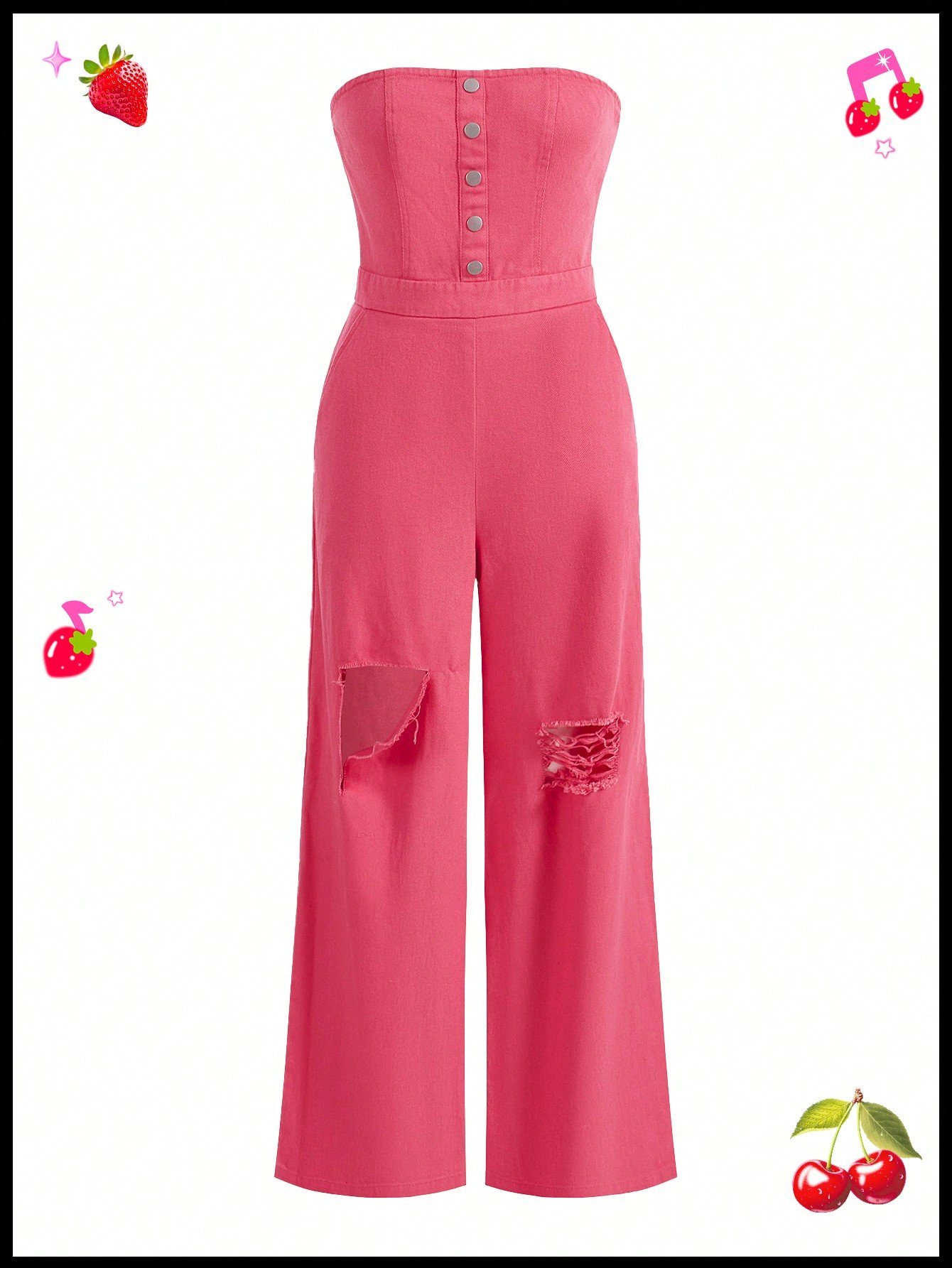 SHEIN Neu ダイバーシティ 冒険的 ジャンプスーツ サマーウェア ストラップレス ピンク色 カーゴパンツ
