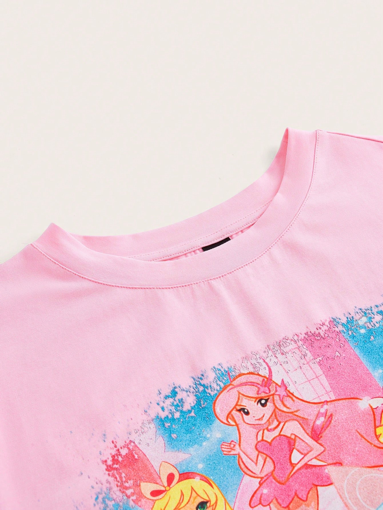 かわいいドーパミンコミックプリントのピンクドレス・サマースカート