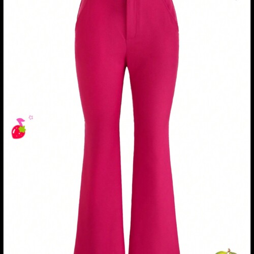 SHEIN Neu 夏用パンツ クセのあるピンク色ドーパミン柄 フレアレッグパンツ