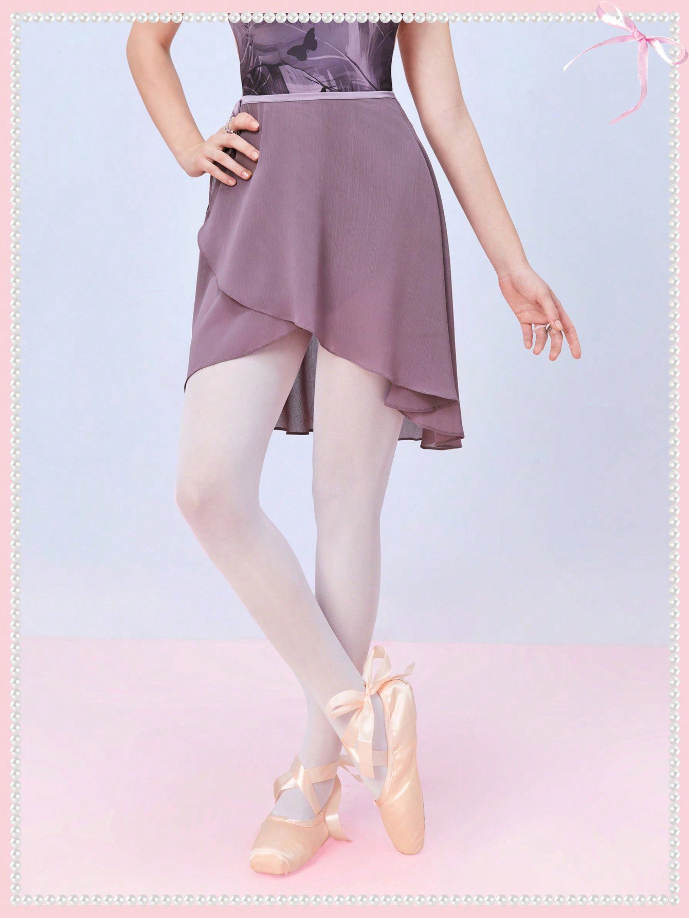 バレエインスパイア の ボウノットデザインの シースルーメッシュAラインワンピーススカート、夏用