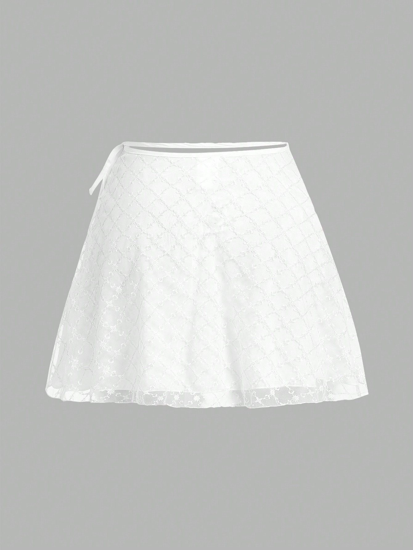 かわいいバレエレースアップボウ透けレース夏ホワイトショートスカート