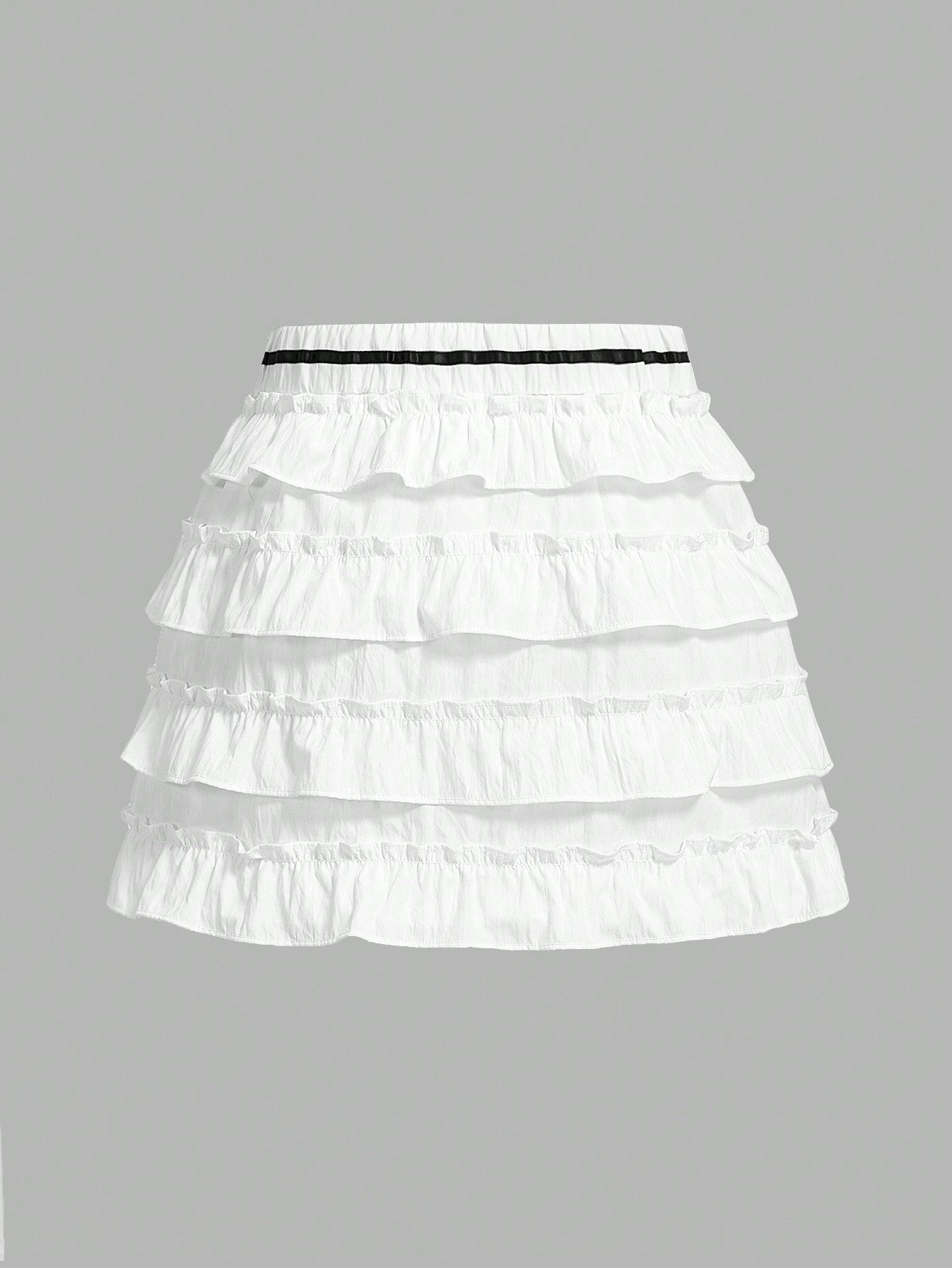 カワイイバレエスタイルのコケットサマースカート、ホワイト、レイヤードスカート、夏の愛らしいボトムス
