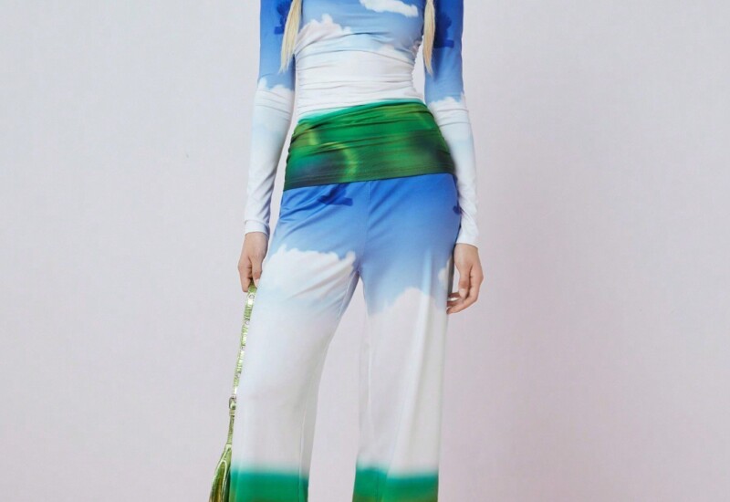 SHEIN Neu 女性用ファッション 景色プリント ワイド レッグ ストレートパンツ