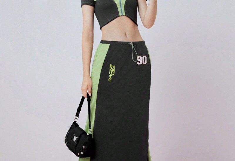 SHEIN Neu 女性用 カラーブロック カジュアル スポーツスカート 夏用