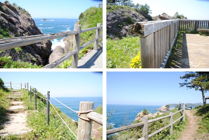 日本海からの強い潮風の影響を受けた手すり・転落防止柵