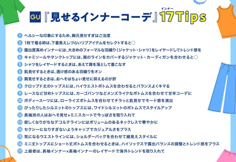 話題のトレンド『見せるインナーコーデ』“あり派”は85%以上！挑戦できない人・お悩みを抱える人たちにジーユ...