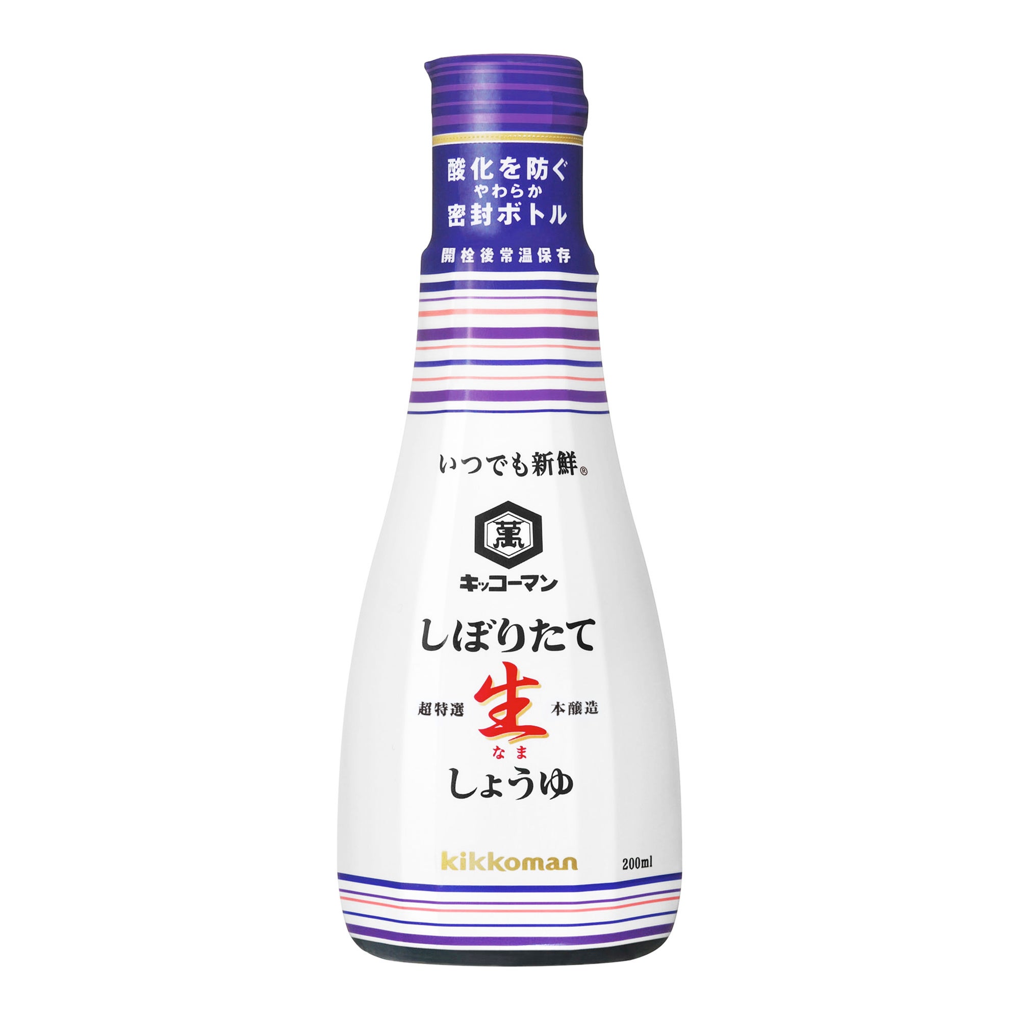 しょうゆ1ℓペットボトルで、持ちやすく注ぎやすい「くびれフィットボトル」を採用！