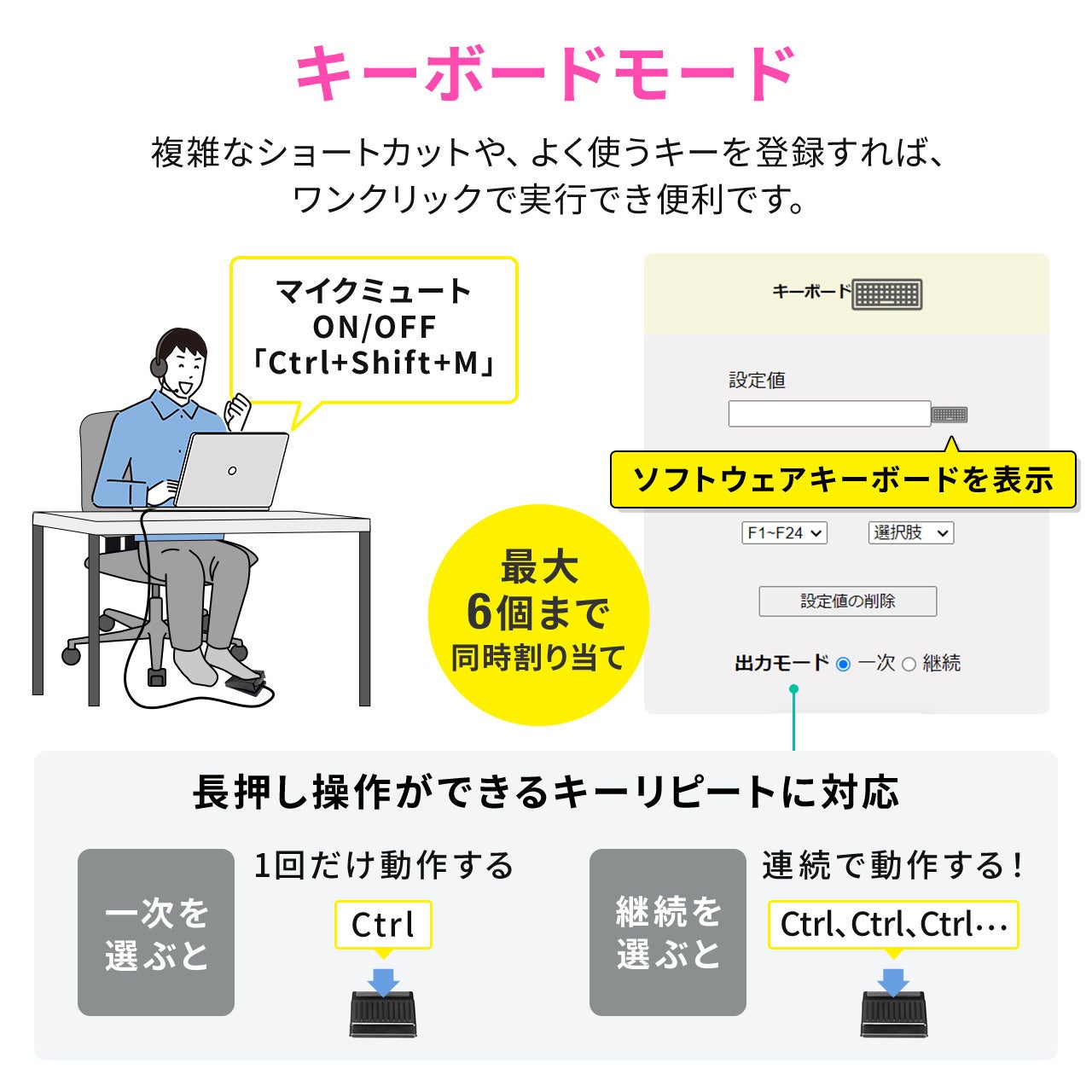 足でパソコンを操作！好きな操作を割り当てできるUSBフットペダル（1ペダルタイプ）を発売