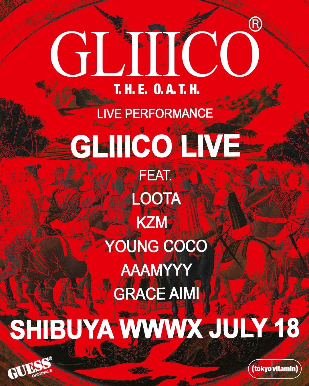 Gliiico、デビューEP「The Oath」のリリース前に先駆け、tokyovitaminとGUESS Originals主催の元、ライブパフ...