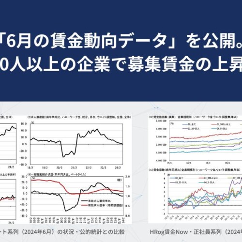 「6月の賃金動向データ」を公開。従業員500人以上の企業で募集賃金の上昇率が加速