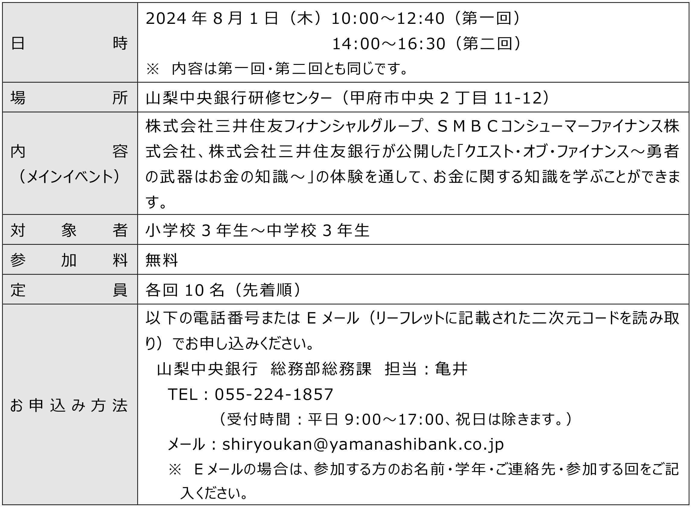 夏の金融教育イベント「お金の勇者になろう～お金の力で魔王をたおせ～」を開催します