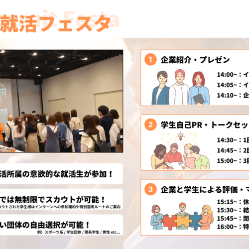 全国100大学800サークルと提携中の株式会社Attackonが参加学生を選べる就活イベント「サークル就活FESTA」を開催