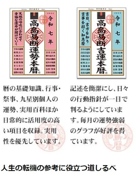 運命を切り開く強力な指針！『令和七年高島易断本暦シリーズ』4点発売！