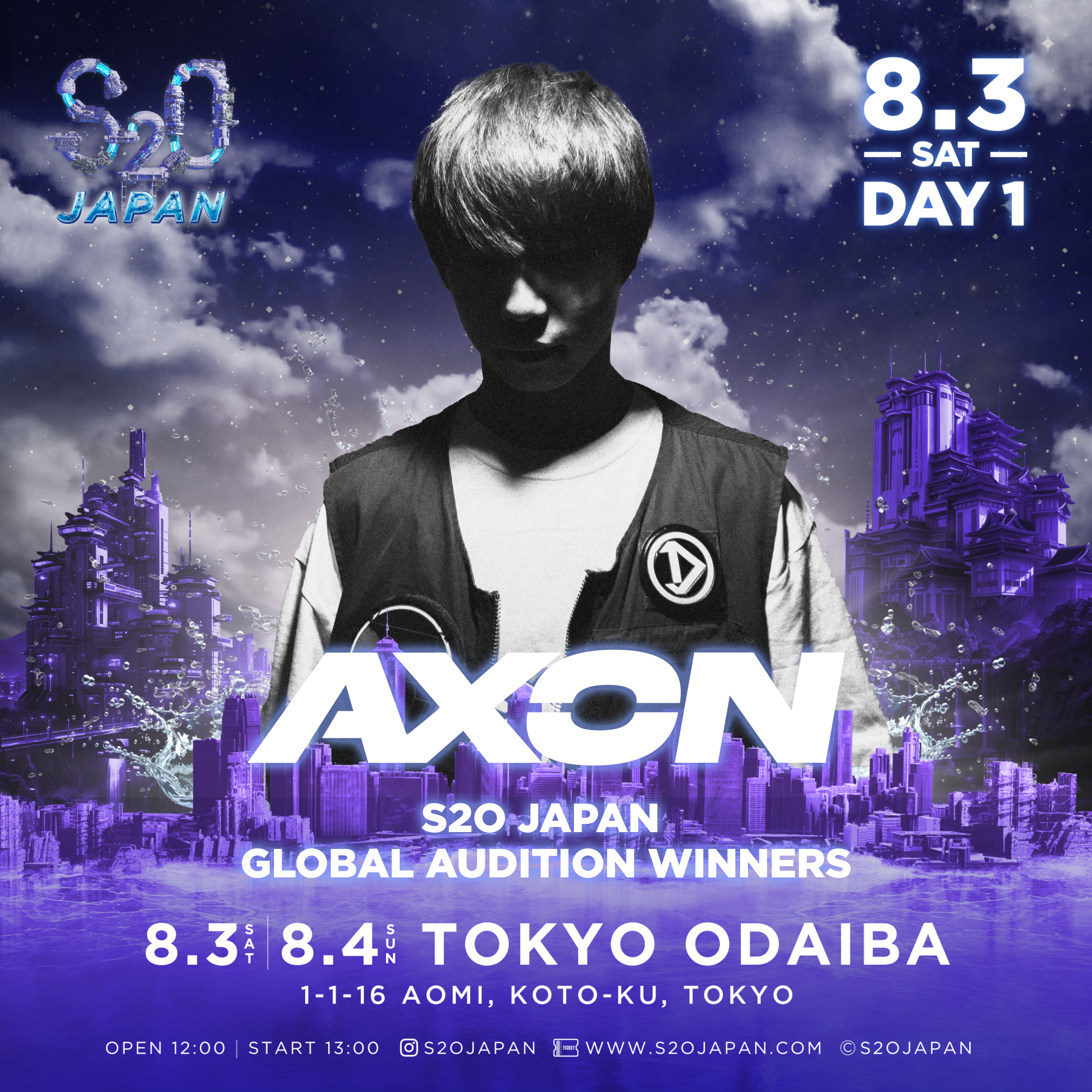 「S2O JAPAN GLOBAL AUDITION 2024」ウイナー発表オープニングアクトDJは＜AXON＞、＜VEATZ＞に決定！