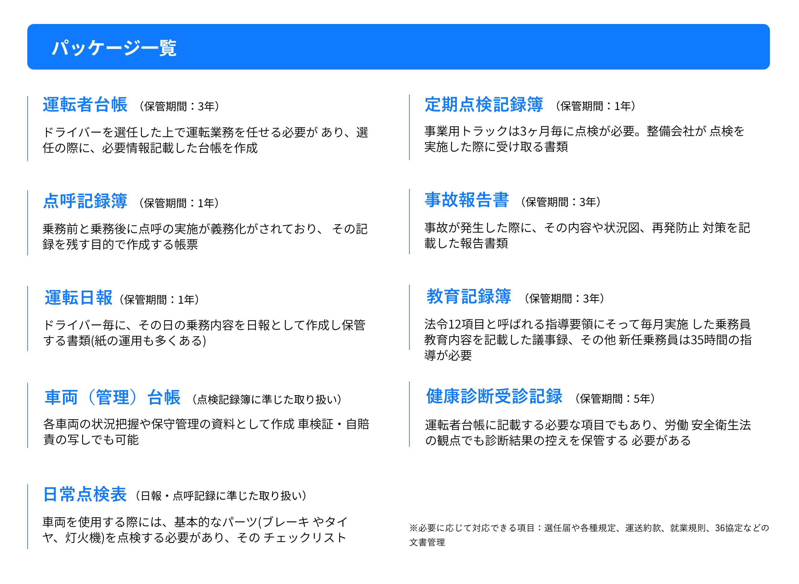 TUNAG for LOGISTICS、運転者台帳や点呼記録簿などの運行管理帳票のデジタル運用が可能に。外部の監査にも対応。