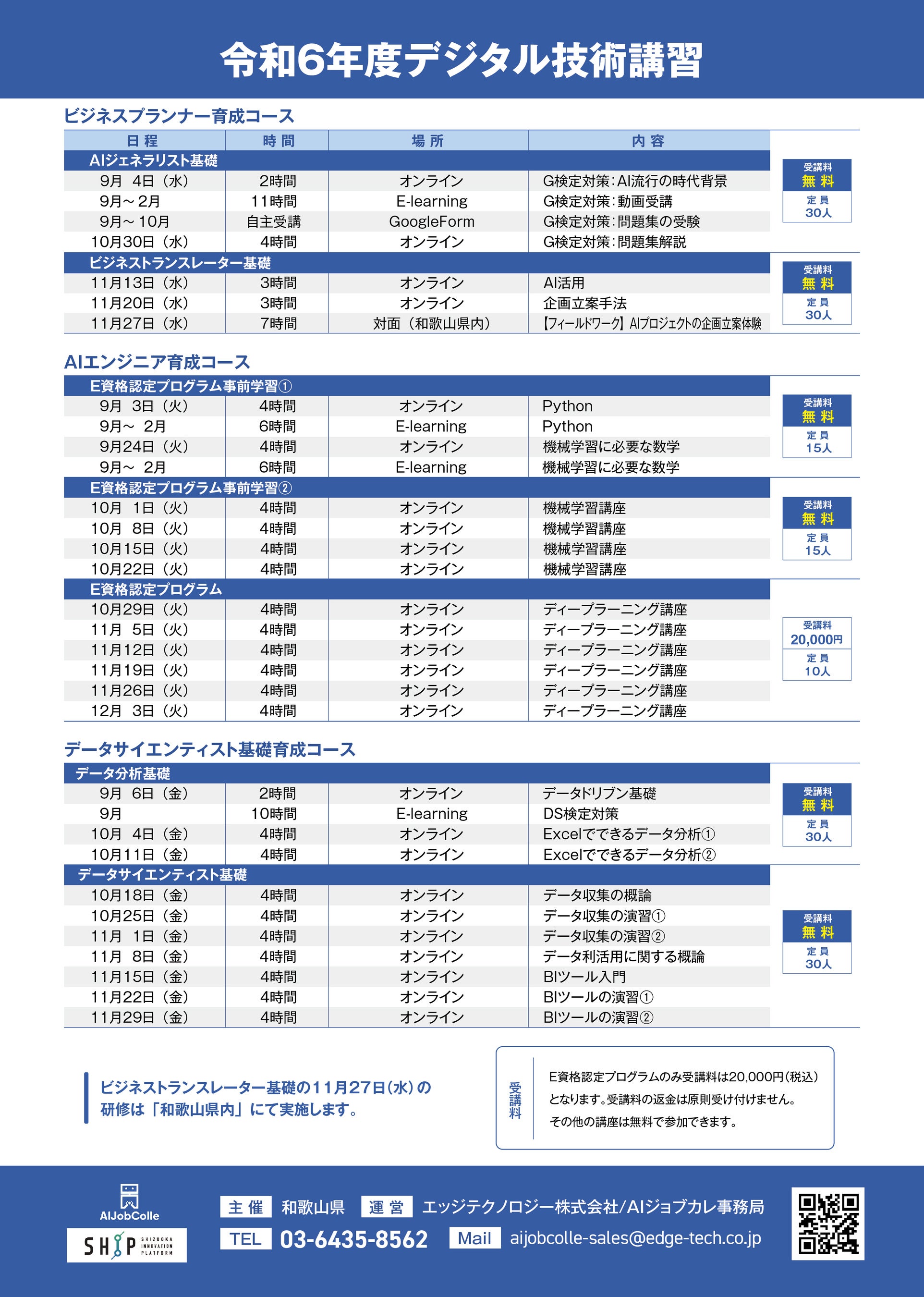 和歌山県主催「令和６年度デジタル技術講習」(和歌山県内企業向け）の開催に伴い、東京工業大学教授・岡崎直...