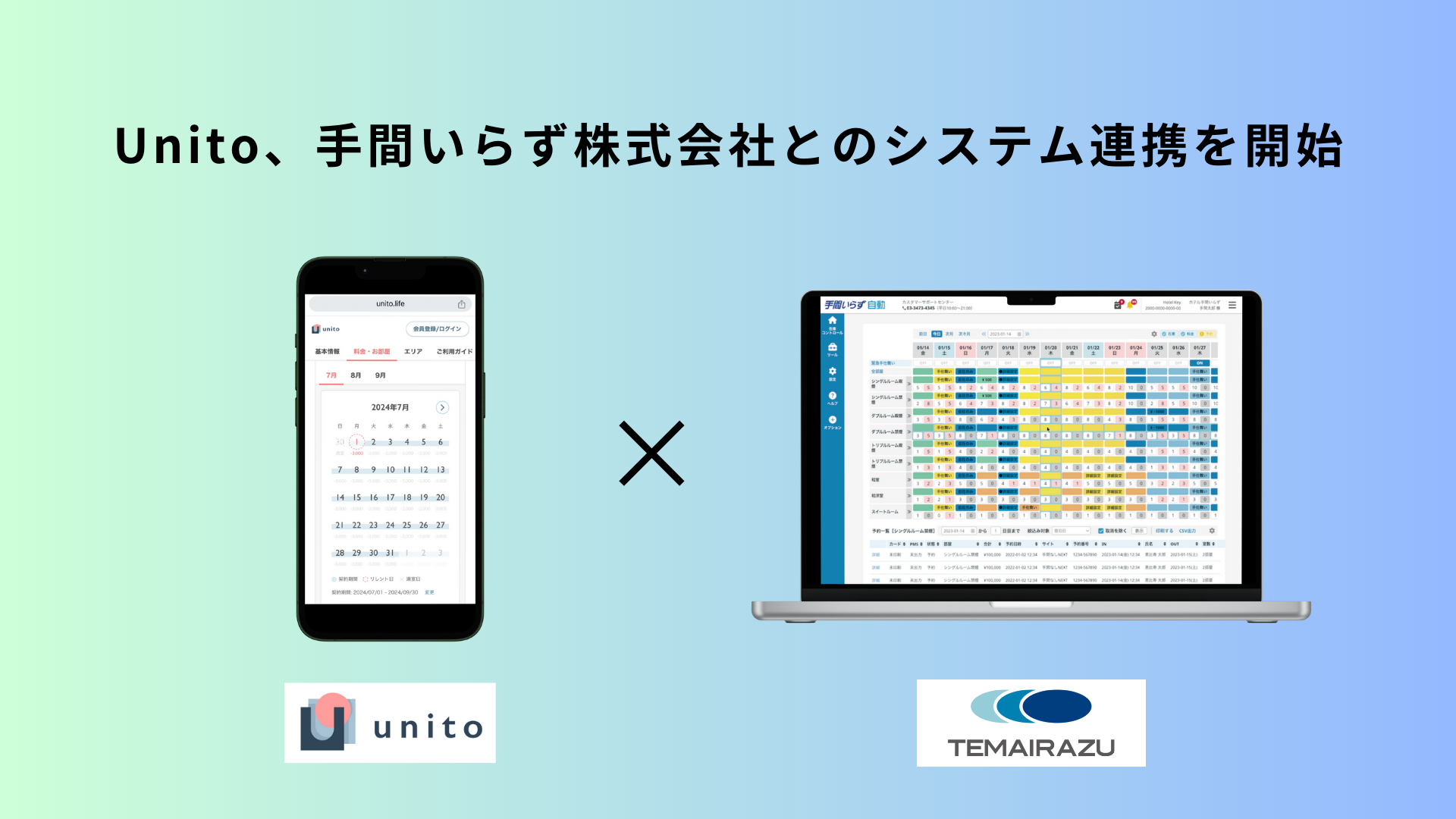 Unito、手間いらず株式会社とのシステム連携を開始。