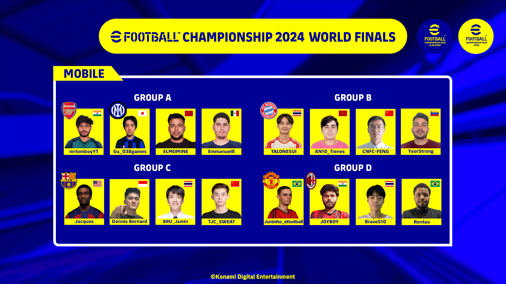 欧州強豪クラブの代表選手や地域予選を勝ち上がった選手が集う「eFootball™ Championship 2024 World Finals...