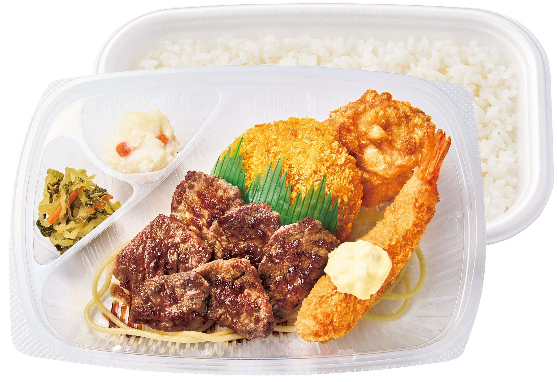 カットステーキ＆ミックスフライ弁当 820円