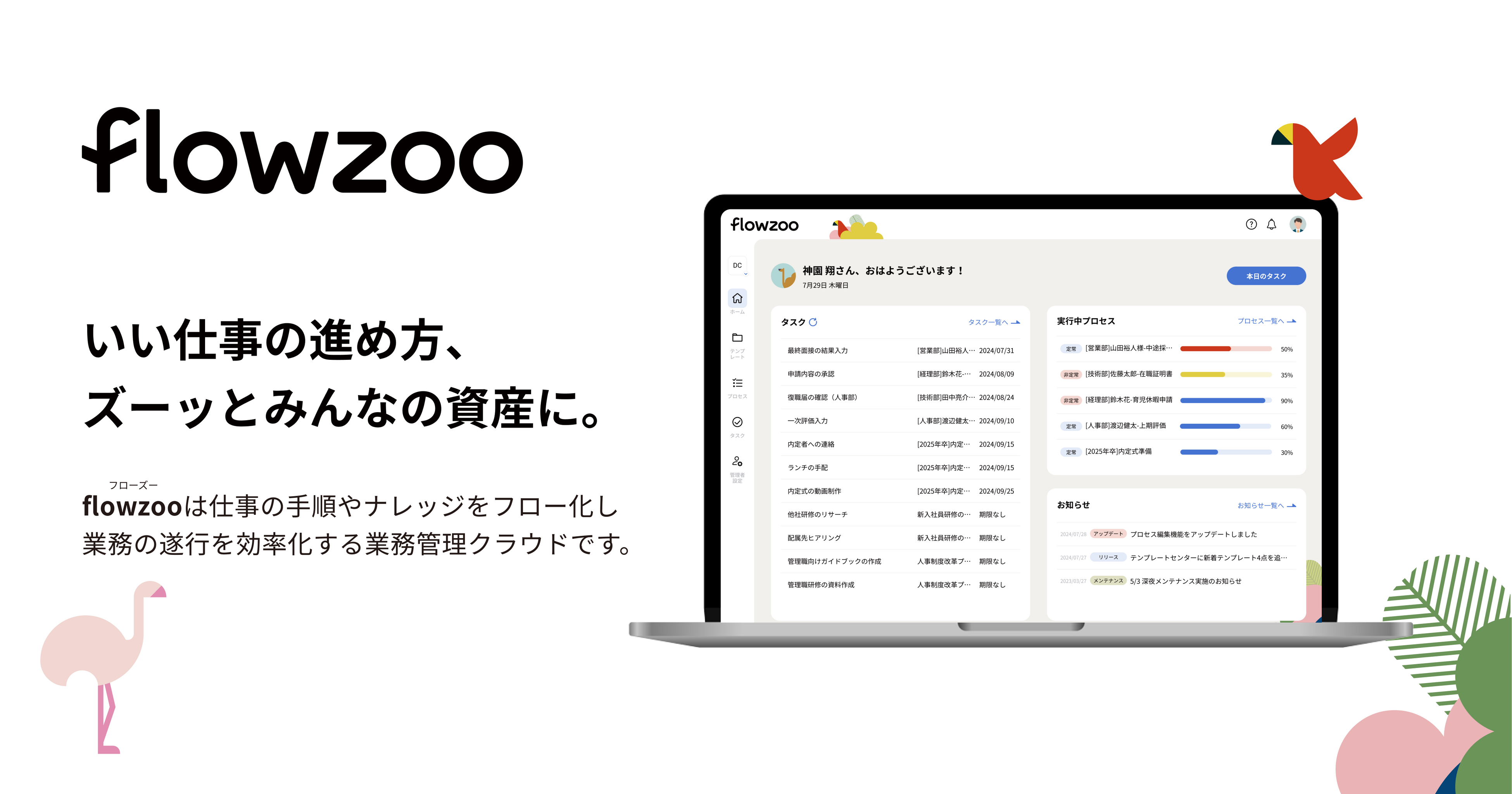 管理職の負担を減らし組織の生産性をあげる業務管理クラウド「flowzoo」の提供を開始