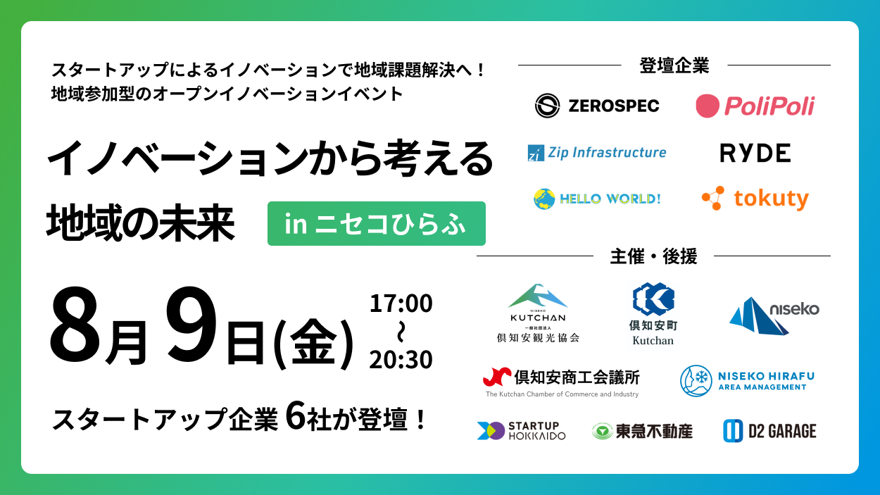 ～8月9日開催 倶知安・ニセコエリアにおける地域課題の解決に向けたオープンイノベーションイベント～「イノ...