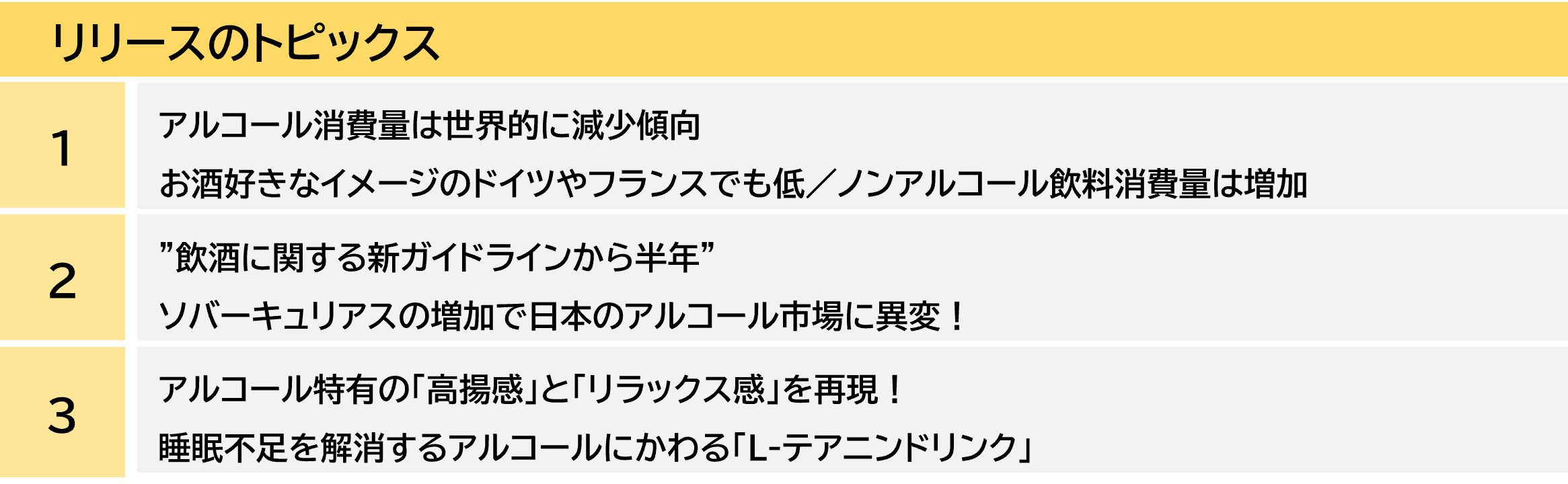 【レポート】世界の低／ノンアルコール飲料の新潮流を徹底調査！　“続く熱帯夜” 睡眠不足改善の一助となるL-...