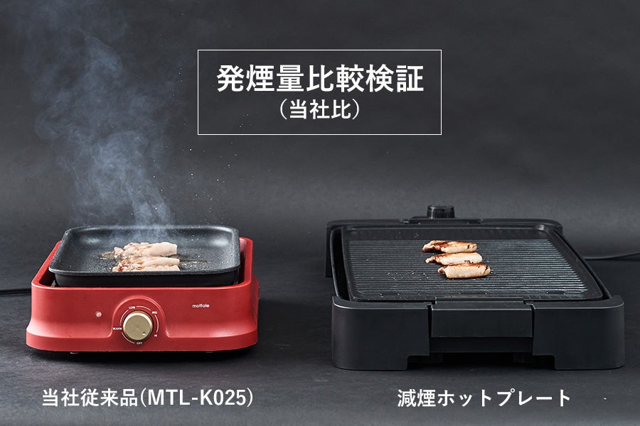 最大1300Wの高火力で、ヘルシー&プロの焼き上がり。「減煙ホットプレート」をmottoleより新発売。