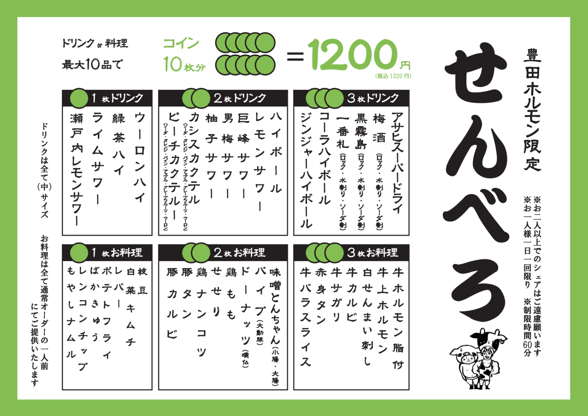 豊田ホルモンで合計39種類「せんべろ」が7月21日(日)よりスタートします！