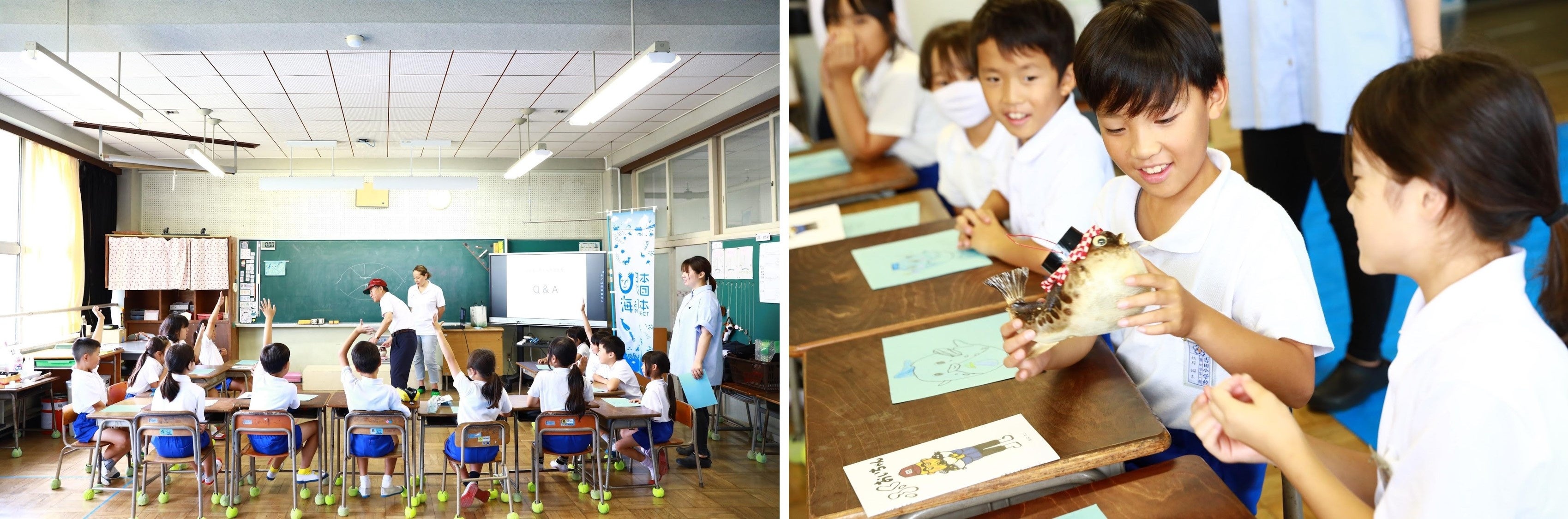 フクを通して海洋環境を学ぼう！『ふくレボ教室 in 下関市⽴桜⼭小学校・吉田小学校』を開催しました！