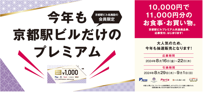 「京都駅ビルプレミアム共通商品券」の販売について