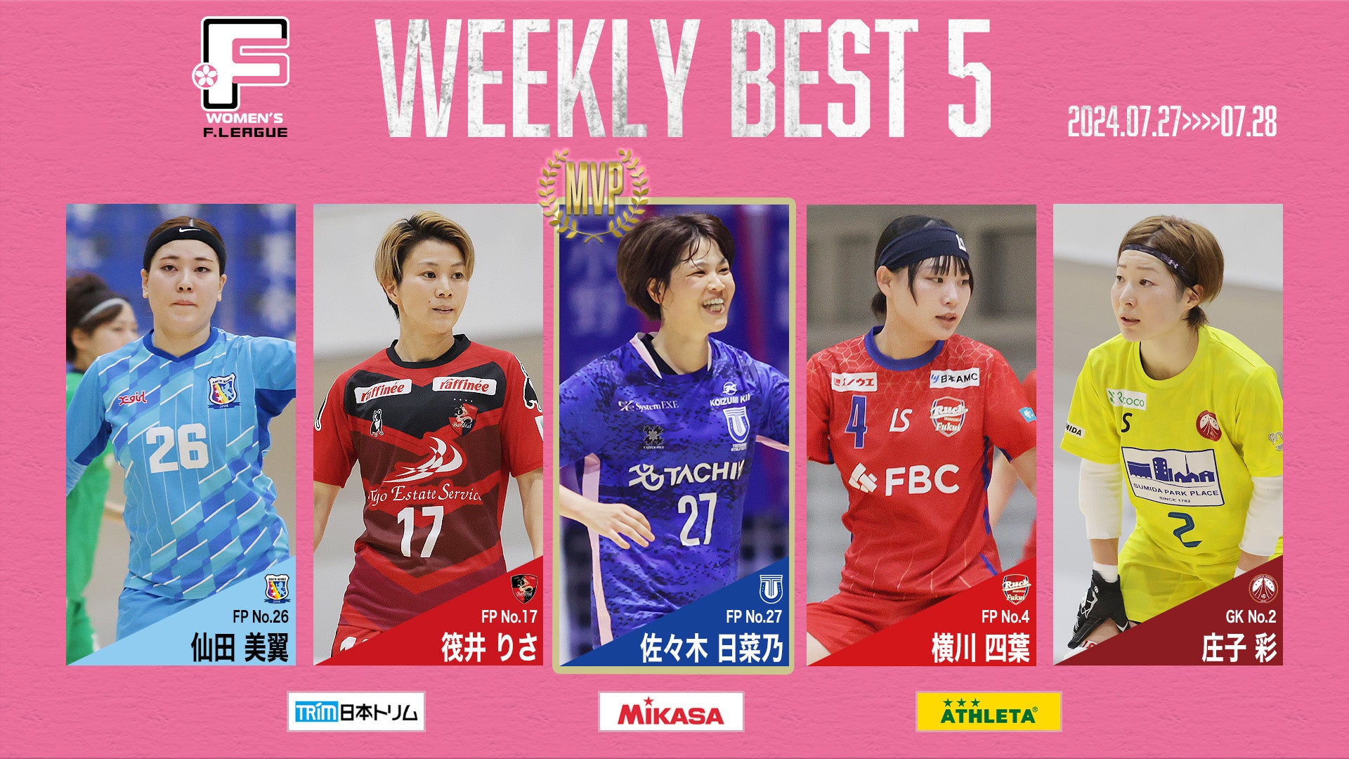 佐々木日菜乃（立川）が週間MVPに！第6節 週間ベスト5【女子Ｆリーグ2024-2025】今こそ最高のフットサルを