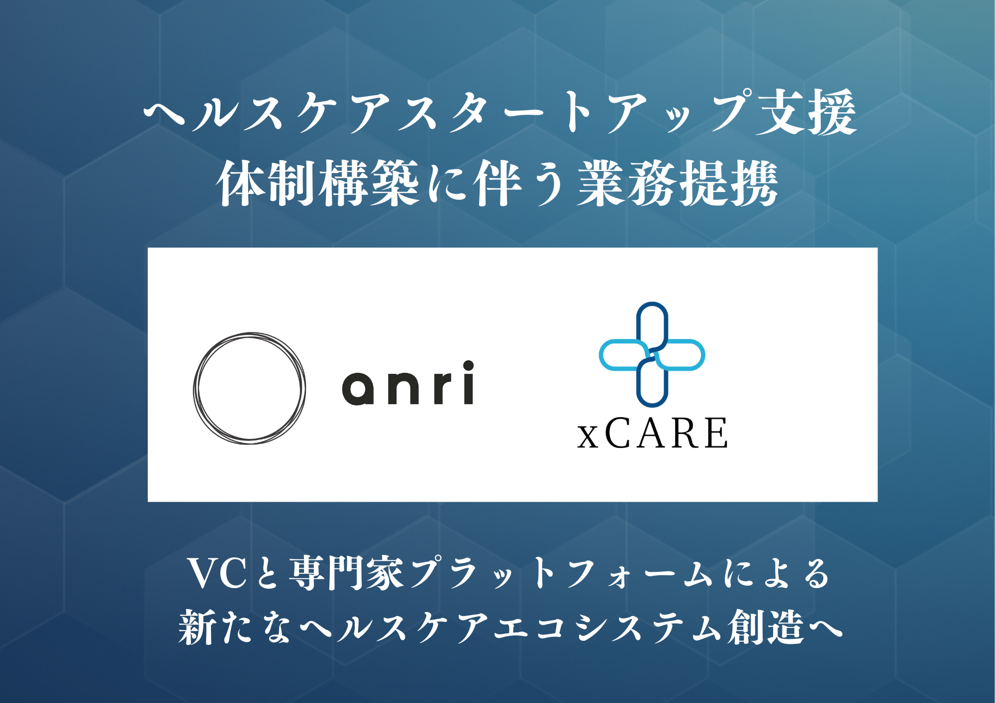 【ヘルスケア特化型専門家プラットフォームxCARE】ベンチャーキャピタルANRIと連携。